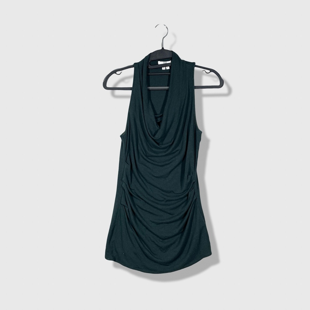 Helmut Lang Cowl Neck Tank Top Womens S Green Minimalist Quiet Luxury
